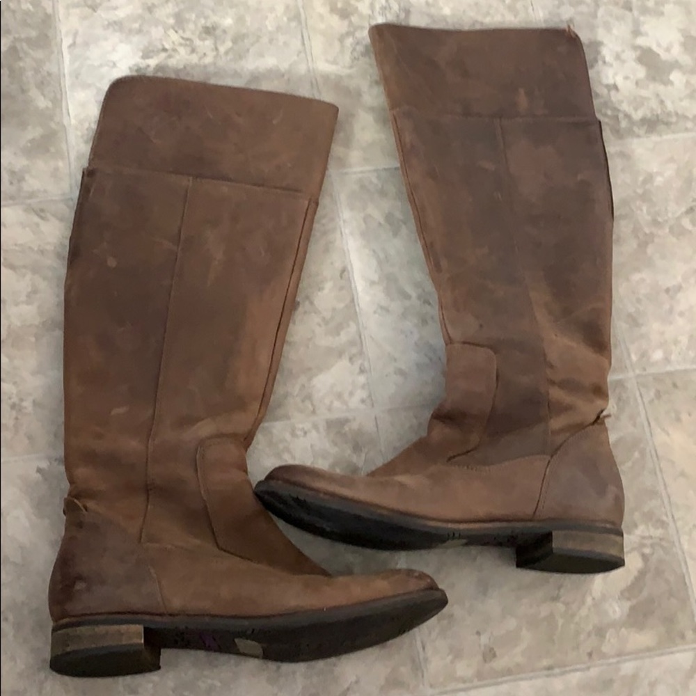 Clarks brown leather knee high boots. 6.5.